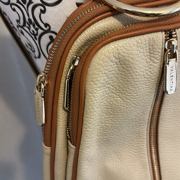 VALENTINA Leather Cream and Tan Crossbody Backpack